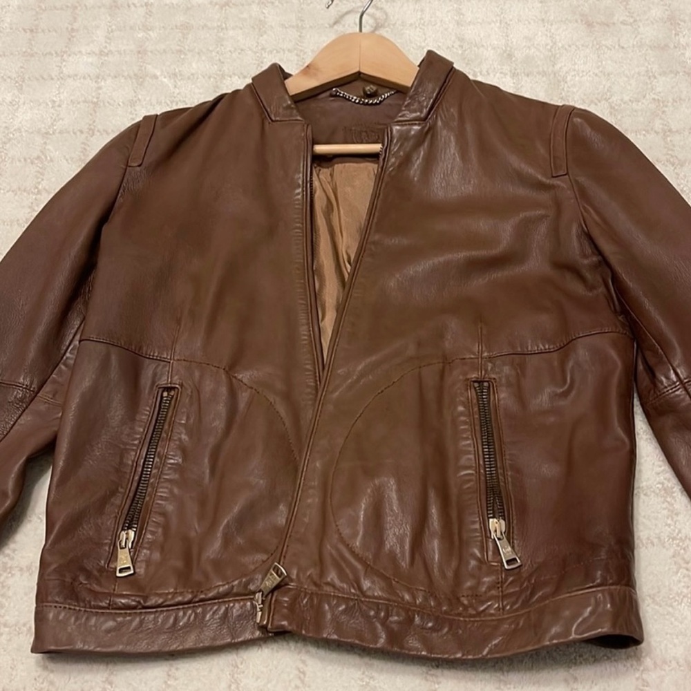Massimo Dutti Brown Leather Jacket